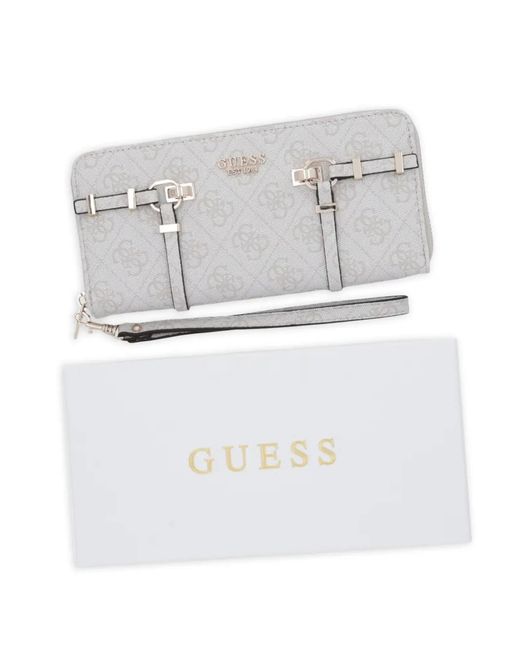 Guess White Monogram-Print Buckled Wallet