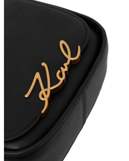 Karl Lagerfeld Black Karl Signature-Plaque Cross Body Bag
