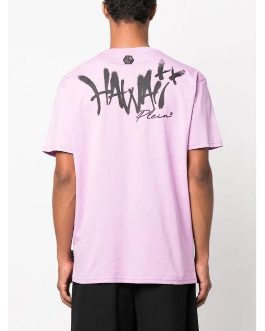 Philipp Plein Pink Graphic-Print Crystal-Embellished T-Shirt for men