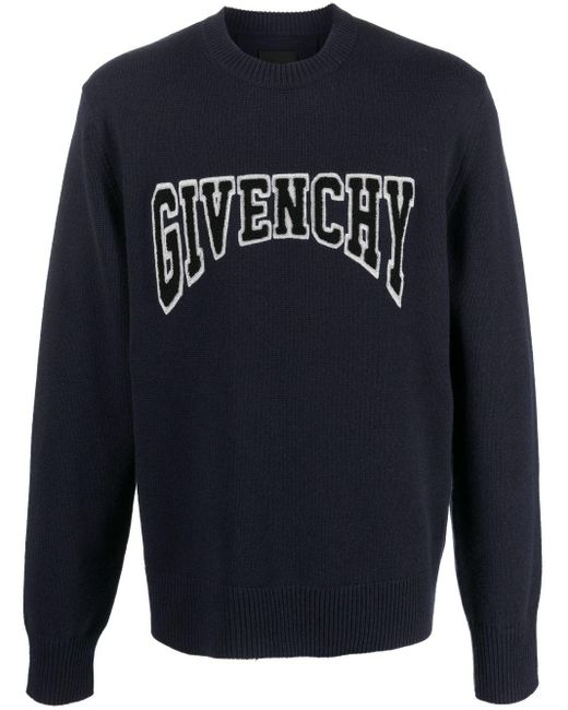 Jersey de punto con parche del logo Givenchy de hombre de color Blue