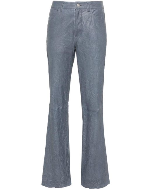 Zadig & Voltaire Blue Straight-leg Crinkled-leather Trousers