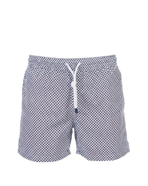Fedeli Blue Short De Bain À Imprimé Géométrique for men