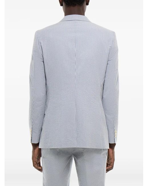 Fursac Gray Striped Single-Breasted Blazer for men