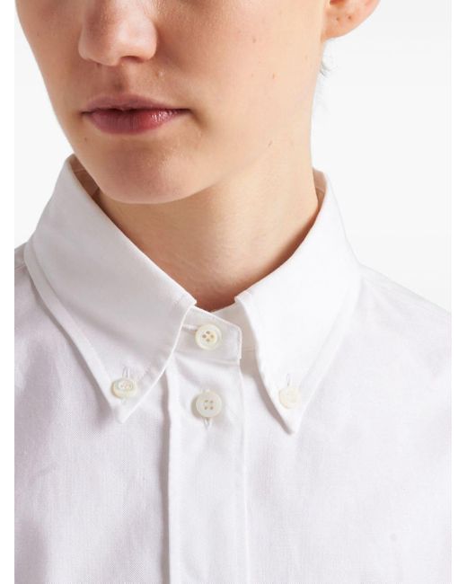 Camisa oxford con logo estampado Prada de color White