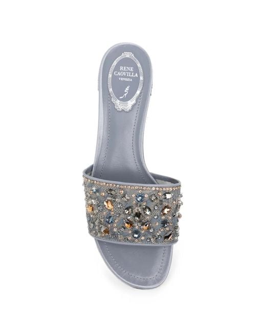 Rene Caovilla White Christy Crystal-Embellished Lace Sandals