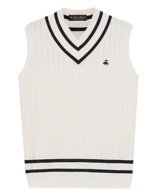 Brooks Brothers White Logo-Embroidered Vest for men