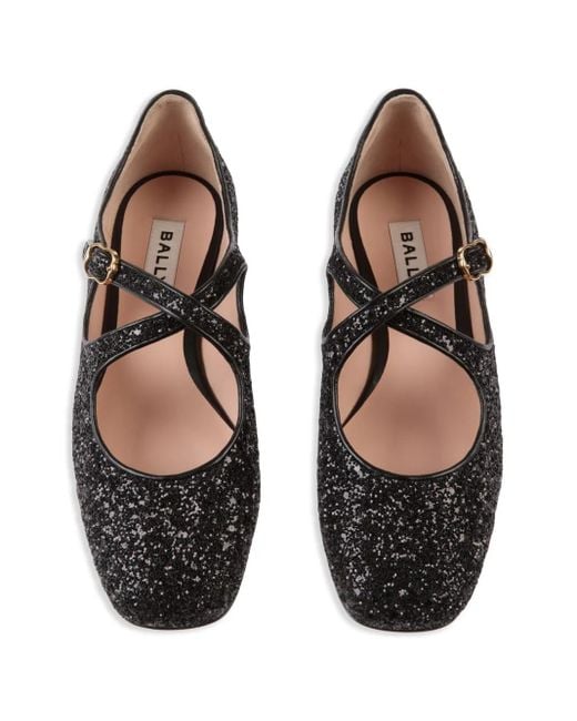 Bally Black Glitter Ballerina Shoes