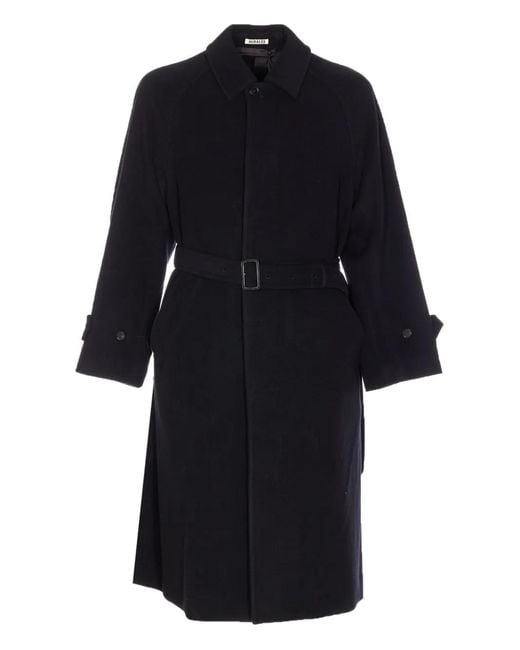 Auralee Blue Button Strap Coat for men