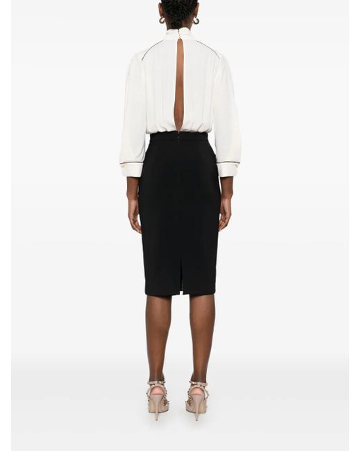 Elisabetta Franchi Black Midikleid Aus Georgette-Krepp