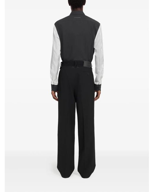 MM6 by Maison Margiela Black Frayed-Waistband Trousers for men