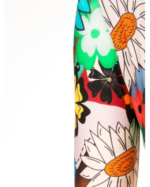 Amir Slama Blue Floral-Print Cut-Out Swimsuit