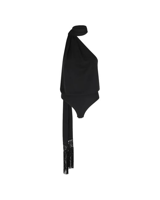 ANDAMANE Black One-Shoulder Fringed Blouse