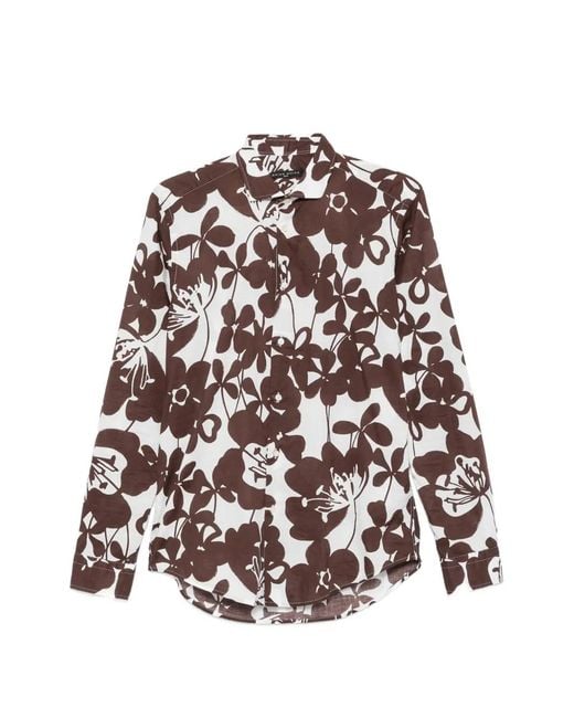 Brian Dales White Floral-Print Shirt for men