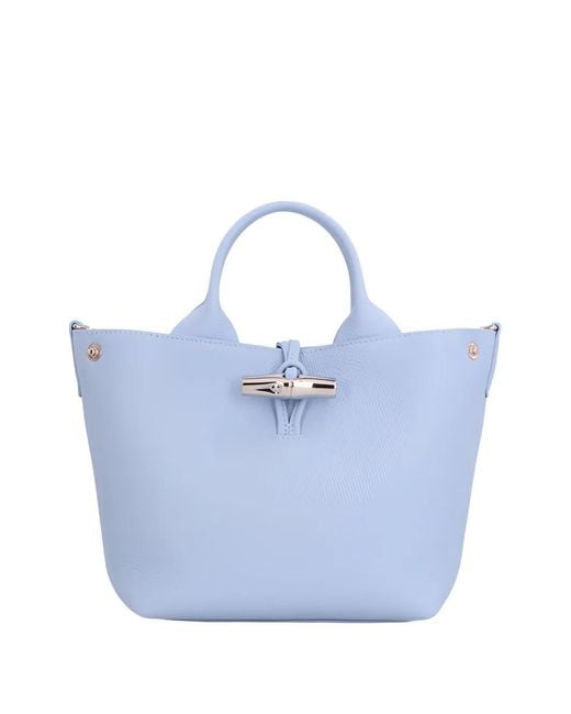 Longchamp Blue Small Le Roseau Toggle-Fastening Tote Bag