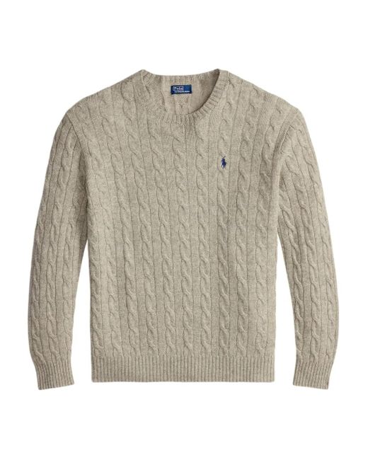 Polo Ralph Lauren Gray Cable-Knit Crew-Neck Sweater