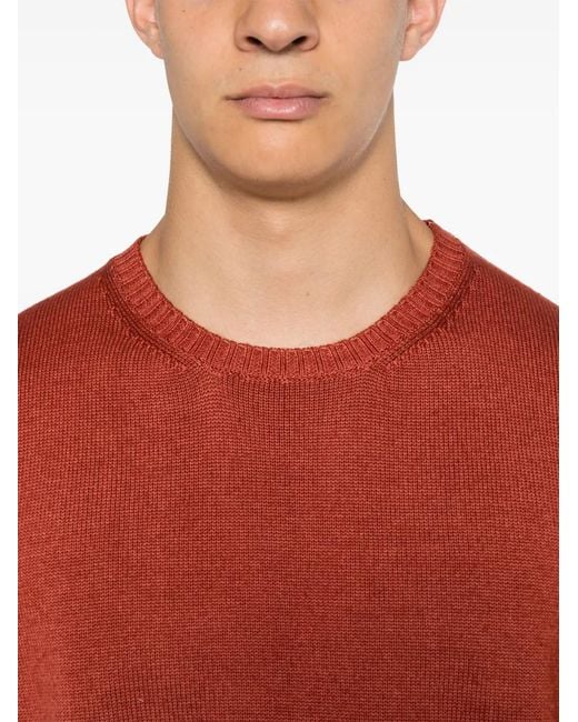 Fedeli Red Merino-Wool Sweater for men