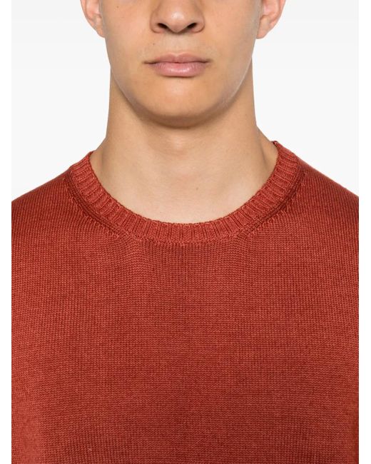 Fedeli Red Merino-Wool Sweater for men