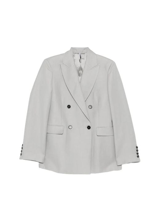 Liviana Conti White Double-Breasted Buttoned Blazer