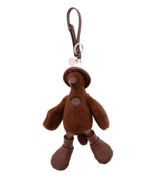 Moncler Brown Monduck Textured Keyring for men