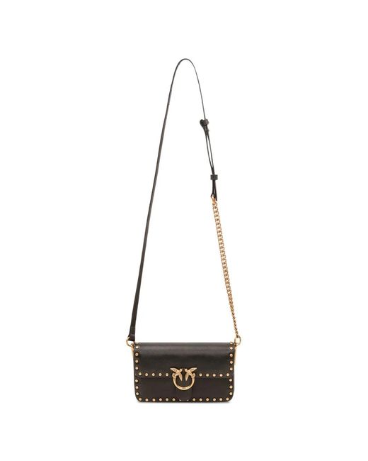 Pinko Black Baby Love One Slouchy Studded Shoulder Bag