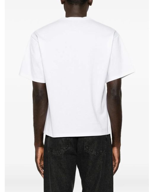 Saint Laurent White Logo-Embroidered T-Shirt for men