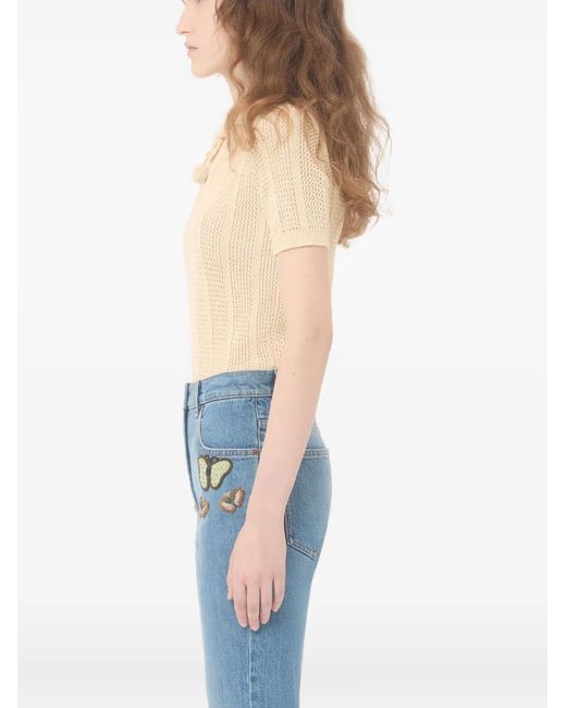 Valentino Garavani Natural Cotton Knitted Polo Top