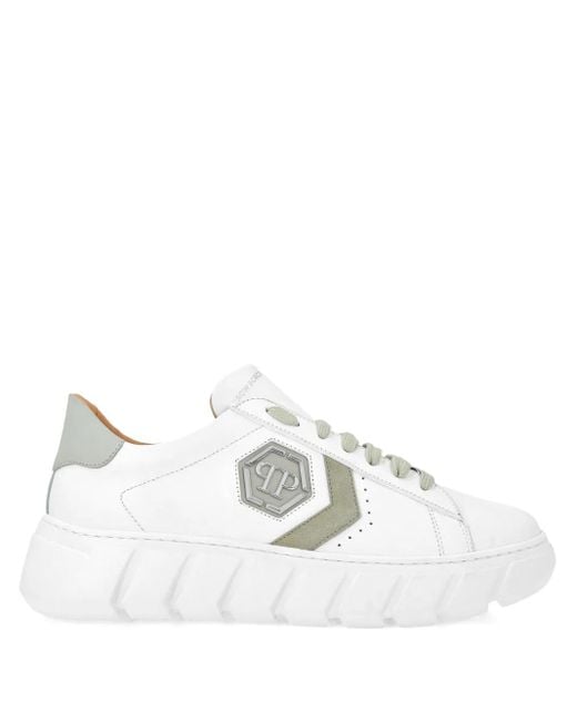 Philipp Plein White Hexagon Platform Sneakers