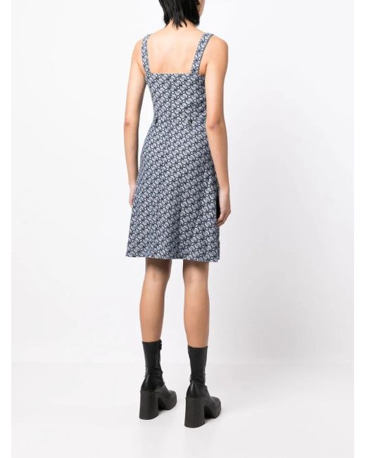 Stella McCartney Blue Jacquard-Logo Denim Dress