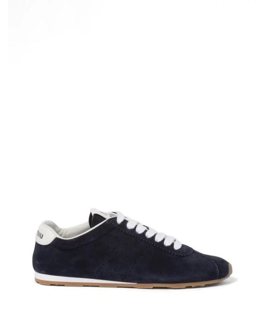 Miu Miu Blue Plume Suede Sneakers