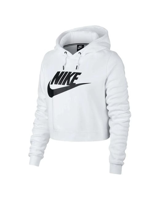 Nike White Cropped Hoodie