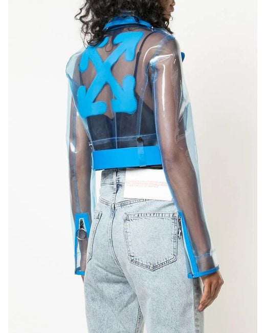 Off-White c/o Virgil Abloh Blue Transparent Biker Jacket