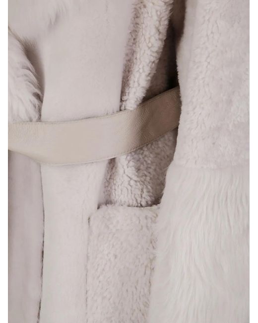 Desa Nineteenseventytwo Gray Shearling Belted Coat