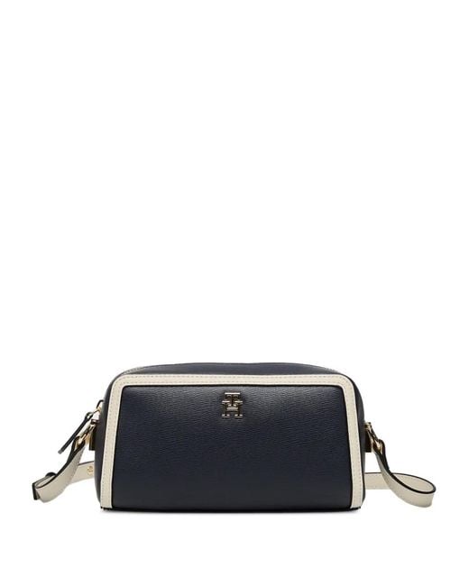 Tommy Hilfiger Blue Logo-Plaque Monogram Strap Shoulder Bag