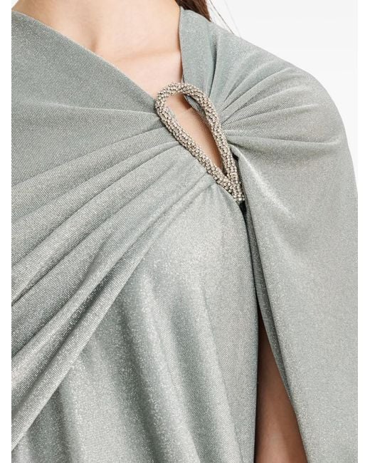 Gemy Maalouf White Asymmetrical Draped-Sleeve Dress