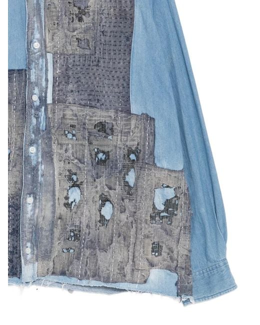 Kafeneo by TBF Blue Patch-Worked Shirt for men