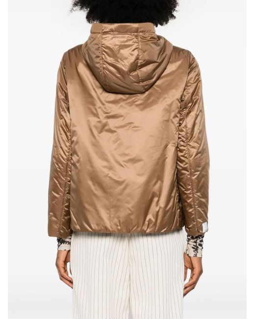 Max Mara Satijnen Jack Met Capuchon in het Brown