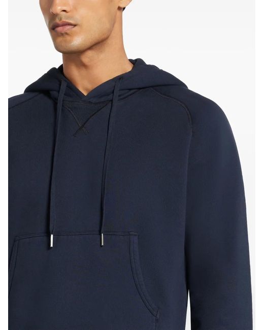 Tom Ford Blue Cotton Drawstring Hoodie for men