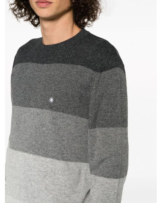 Manuel Ritz Gray Logo-Embroidered Knitted Jumper for men