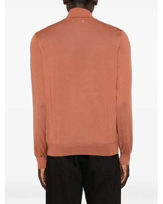 Gran Sasso Orange Quarter-Zip Knitted Sweater for men