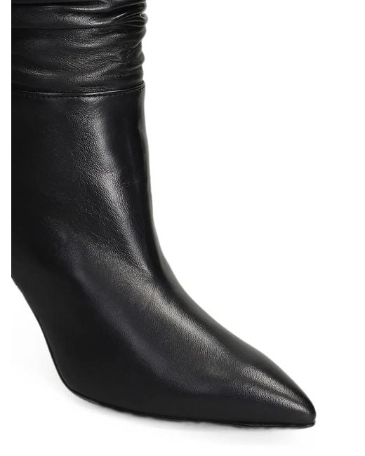 Via Roma 15 Black Ruched Pointed-Toe Boots