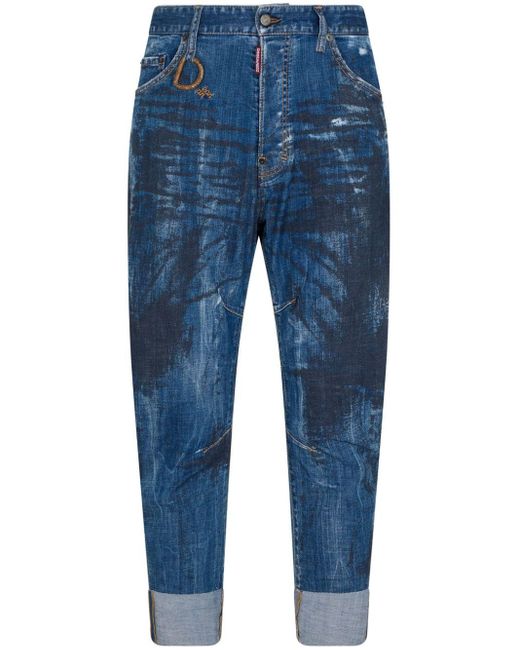 DSquared² Blue Distressed Tapered Jeans for men