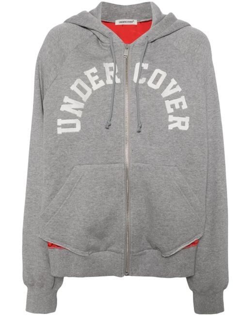 Undercover Gray Logo-Embroidered Hooded Jacket