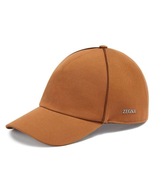 Cappello da baseball con placca logo di Zegna in Brown da Uomo