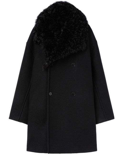 Jil Sander Black Double-breasted Wool Coat for men