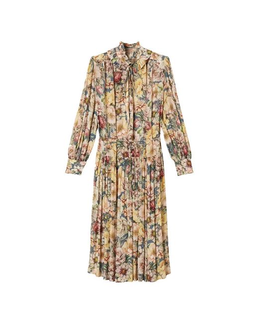 Twinset White Long Crépon Floral Dress