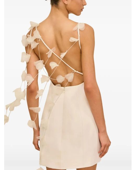 Cult Gaia White Floral-Embellished Backless Mini Dress