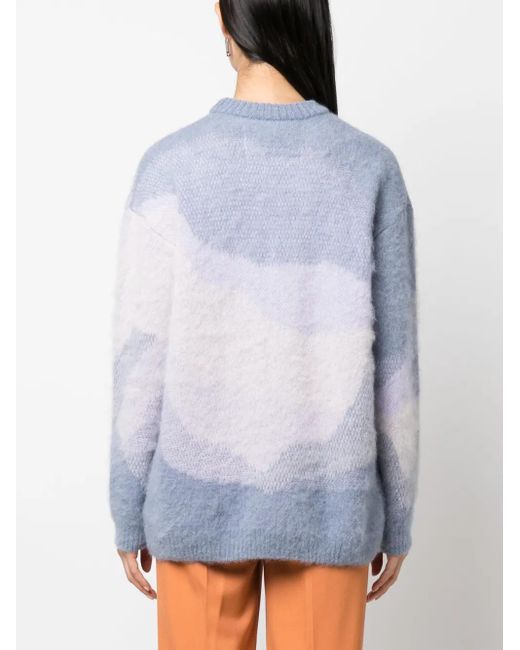 Rodebjer Blue Eclipse Patterned Intarsia-Knit Jumper