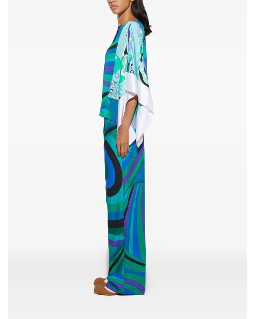 Emilio Pucci Blue Iride-Patterned Trousers