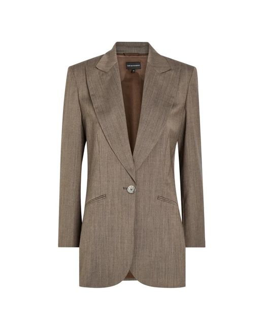 Emporio Armani Brown Single-Breasted Blazer