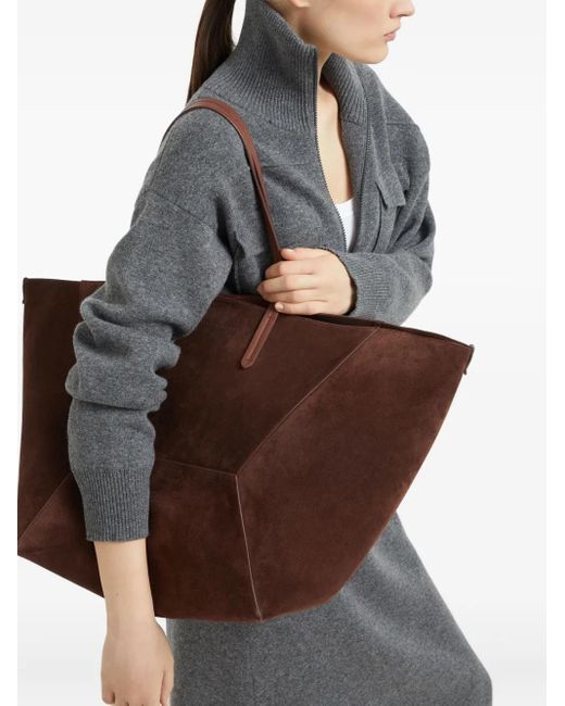 Brunello Cucinelli Brown Duo Suede Tote Bag